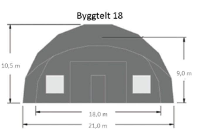 Byggtelt 18 cad innvendige og utvendige maal
